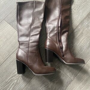 Style & Co. Tall Brown Block Heel Knee Boots